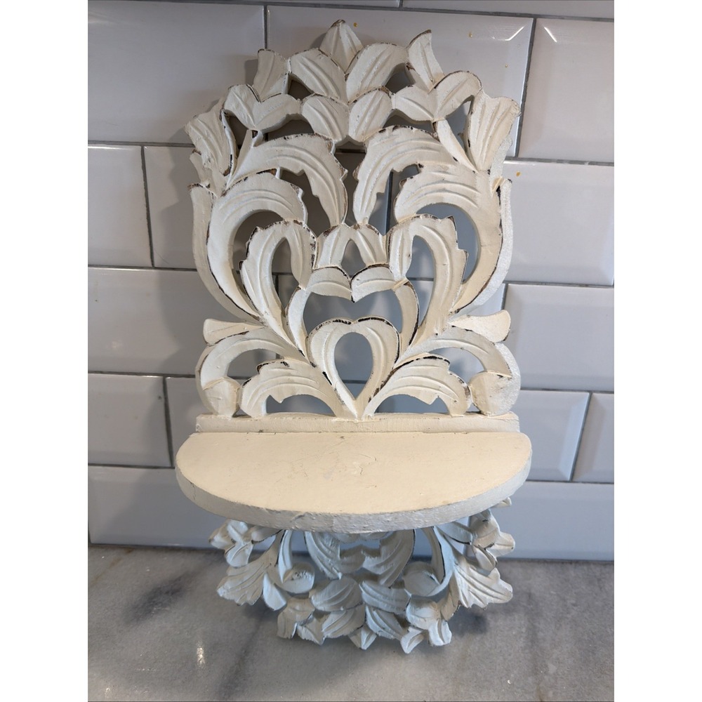 Shabby Chic/farmhouse White Foldable Wall Shelf Wood/mdf GW994